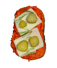 Ajvar, Bergkäse, Essiggurke, Dill