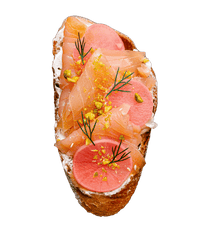 Räucherlachs, Frischkäse, Radieschen