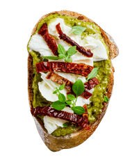 Pesto, Mozzarella, getrocknete Tomate