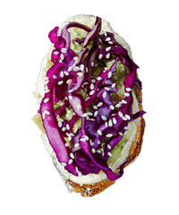 Hummus, Avocado, Rotkraut